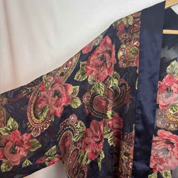 Gold Tag Victoria's Secret Women's Open Front Floral sheer rose‎ Kimono One Size - Picture 4 of 13